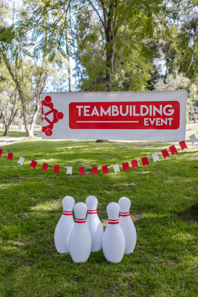 Bowling display at a team building event