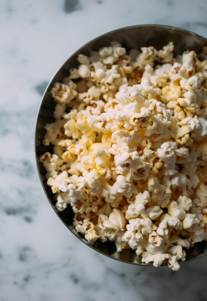 Popcorn in a bowl.