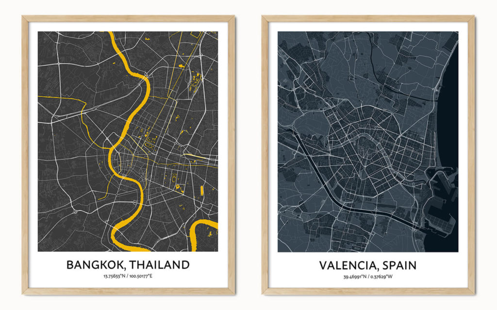 Customized map of Spain and Thailand