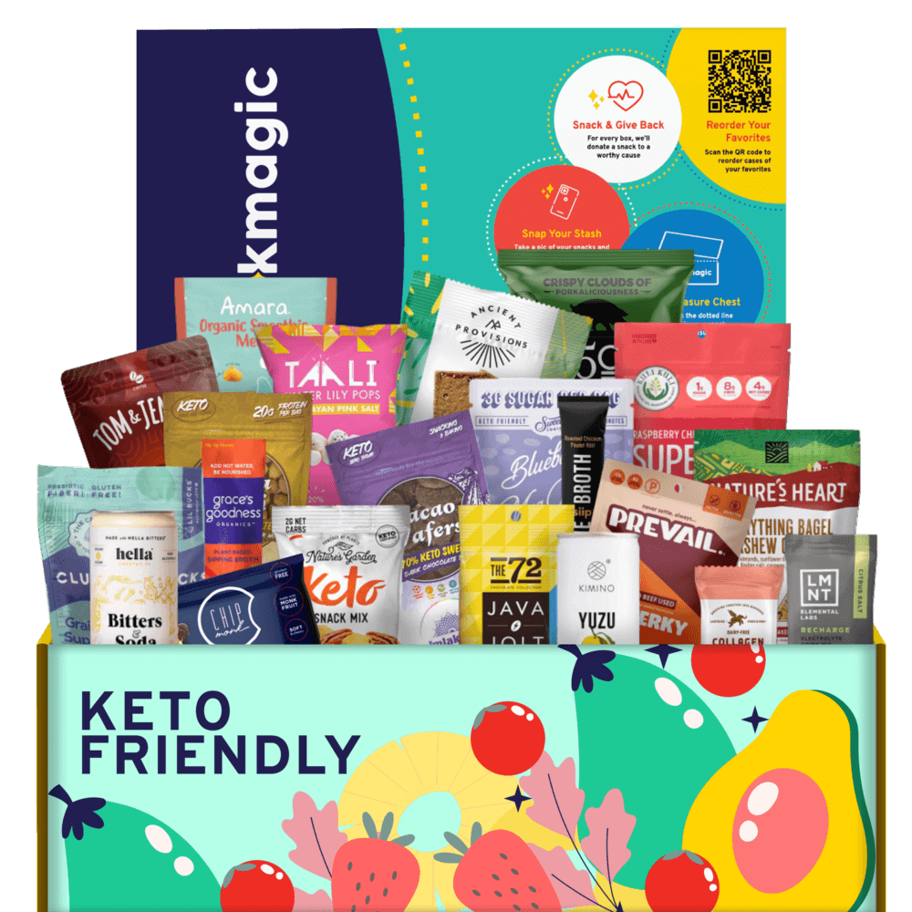 A huge SnackMagic box full of keto-friendly snacks and bites. 