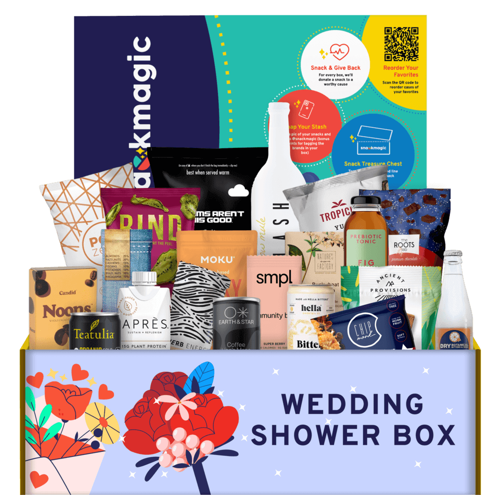 SnackMagic Box full of treats around the theme of a Bridal Shower.